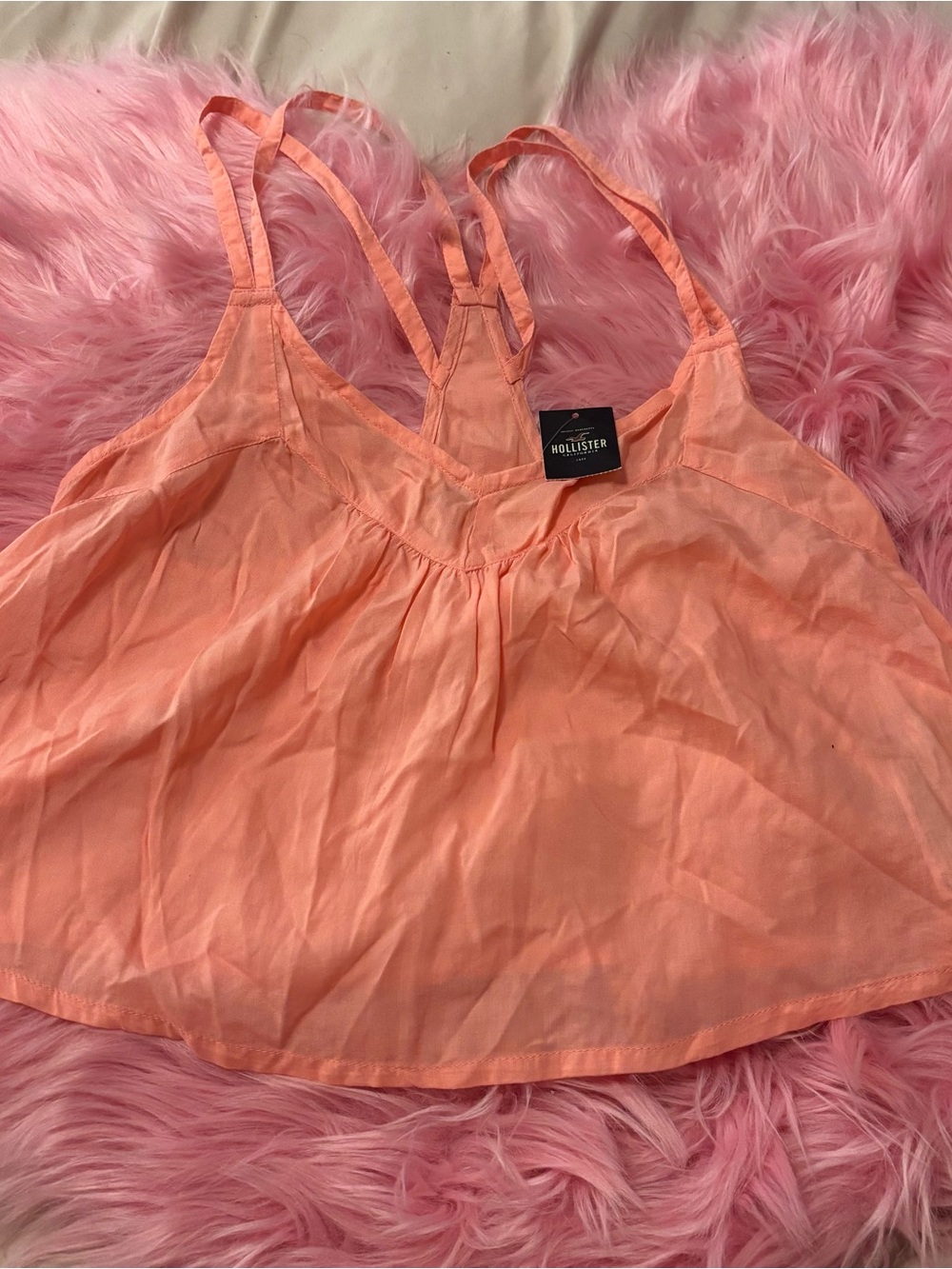 Y2K 2000s Hollister coral Cropped Racerback tank Flowy NWT Top Size S